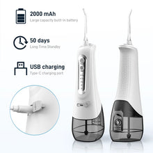 Load image into Gallery viewer, Oral Irrigator Dental Water Flosser 4 Mode Portable Dental Water Jet Floss Rechargeable 300ML 4 Tip IPX7 Teeth Cleaner Whitening