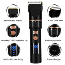 Load image into Gallery viewer, Electric Hair Clipper Rechargeable Hair Trimmer Titanium Ceramic Blade Salon For Men Hair Cutting Barber Machine LCD Display