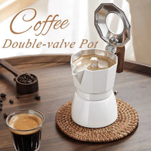 Load image into Gallery viewer, Espresso Maker Dual Valve Moka Pot Vintage Wooden Handle150ML Coffee Maker Ceramic Spray Layer Cafe Pot Kitchen Cafe Accessories
