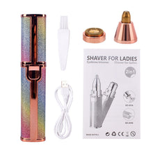 Load image into Gallery viewer, 2 in 1 Electric Eyebrow Trimmer Makeup Painless Eye Brow Epilator Mini Shaver Razors Portable Facial Hair Remover Women depilator