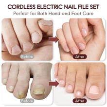 Load image into Gallery viewer, Cordless Electric Nail File Set Portable Nail Drill Machine for Hand Foot Care Tool for Calluses Thick Nails Grind Trim Polish