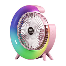 Load image into Gallery viewer, USB Desk Fan Quiet 3 Speeds Angle Adjustable with 5 Light Modes USB Desk Fan Personal Fan for Home Bedroom Travel Indoor Office