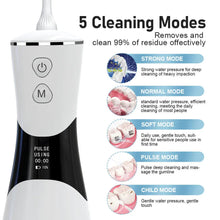 Load image into Gallery viewer, Portable Oral Irrigator Water Flosser Smart Display Rechargeable 5Mode Dental Water Jet Floss Tooth Pick 350ML Teeth Cleaner IPX7