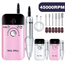 Load image into Gallery viewer, 45000RPM Electric Nail Drill Machine Professional Nail Drills for Gel Nails Polish Rechargeable Portable Nail File Manicure Tool