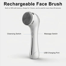 Load image into Gallery viewer, Facial Cleansing Brush IPX 7 Waterproof Electric Facial Brush 2 Adjustable Speeds Facial Brush Cleaner