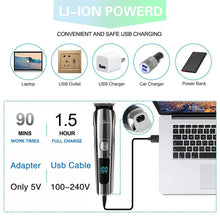 Load image into Gallery viewer, Hair Clippers for Men Grooming Kit Beard Trimmer 11 in 1 Professional USB Rechargeable Waterproof Electric Hair Clipper Kit