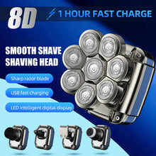 Load image into Gallery viewer, 8D Men's Electric Shaver Wet Dry Beard Hair Trimmer Electric Razor Personal Rechargeable Bald Head Shaving Machine LCD Display
