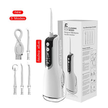 Load image into Gallery viewer, Upgrated Intelligent Oral Irrigator Water Dental Flosser Rechargeable 5Mode Portable Dental Water Jet IPX7 Waterproof 330ml 4Tip