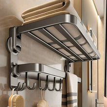 Load image into Gallery viewer, Wall-mounted Suction Cup Bathroom Towel Rack Gun Gray Aluminum Alloy Bathroom Punch-free Towel Rack Storage Rack