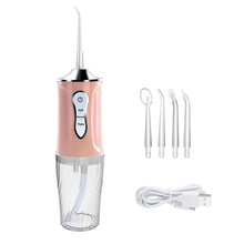 Load image into Gallery viewer, Portable Oral Irrigator Rechargeable USB Water Dental Flosser UV Sterilization 3 Modes Water Jet Floss Pick 220ml 4 Nozzle