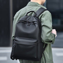 Load image into Gallery viewer, Backpack For Men PU Leather High Quality Business Travel Bag Solid Color Rucksack Unisex Simple Bagpack Holds 15.6 Inches Laptop