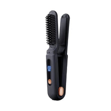 Load image into Gallery viewer, Portable Cordless Hair Straightener Brush 3 Temp Adjustable Negative Ions Hot Brush Electric Curly Hair Styling Detangling Comb