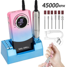 Load image into Gallery viewer, 45000RPM Nail Drill Machine Portable Nail Polish Gel Sander Electric Professional Nail Lathe With HD LCD Display Manicure Care