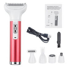 Load image into Gallery viewer, 5 IN 1 Electric Hair Removal Epilator Wet&Dry Lady Shaver Nose Hair Trimmer Eyebrow Shaper Leg Armpit Bikini Trimmer Women Razor
