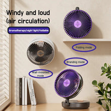 Load image into Gallery viewer, 6 Inch Multifunctional Foldable Glow-in-the-dark Fan Desktop USB Mute Mini Fan 4-in-1 5-speed Adjustment Air Circulation Fan