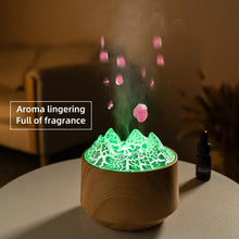 Load image into Gallery viewer, New Volcanic Crack Aromatherapy Wood Grain Humidifier Home Office Desktop Colorful Lights Flame Humidifier Aromatherapy Machine