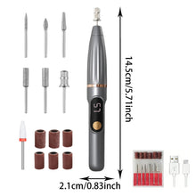 Load image into Gallery viewer, 2in1 Electric Nail Filer with Heads&Sand Circle Cordless Nail Art Drill 15000 RPM Manicure Grinder Set for Gel/Acrylic/Dip Powder