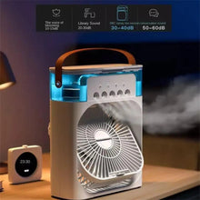 Load image into Gallery viewer, 6 Inch Air Conditioner Cooling Fan With 3 Speeds 5 Sprays 7 Color Lights Portable Fan Air Cooler Humidifier