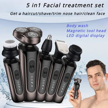 Load image into Gallery viewer, Men's 5-in-1 Multi-functional Electric Shaver Home Hair Clipper Set Washable Nose Hair Cleaner