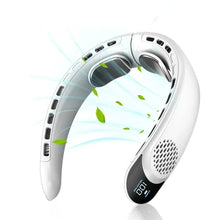 Load image into Gallery viewer, Quad-Core USB Neck Fan Turbine Vaneless Design Easy Control 4000mAh Digital Display for Outdoor Portable Fan Summer Gift