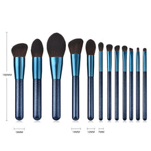 Load image into Gallery viewer, 12pcs Blue Makeup Brushes Set Blush Eye Shadow Brush Nano Nylon Wool High End Professional Beauty Cosmetic Kit