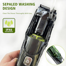 Load image into Gallery viewer, Cordless Men Beard Trimmer Rechargeable Electric Shaver with 20 Trim Built-in Vacuum Clipper for Mustache Sideburns Grooming Kit