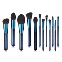 Load image into Gallery viewer, 12pcs Blue Makeup Brushes Set Blush Eye Shadow Brush Nano Nylon Wool High End Professional Beauty Cosmetic Kit
