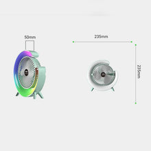Load image into Gallery viewer, USB Desk Fan Quiet 3 Speeds Angle Adjustable with 5 Light Modes USB Desk Fan Personal Fan for Home Bedroom Travel Indoor Office