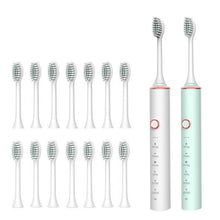Load image into Gallery viewer, Ultrasonic Sonic Electric Toothbrush for Adults USB Rechargeable Waterproof Electric Teeth Tooth Brushes with 16 Replacement Heads