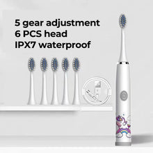 Load image into Gallery viewer, Kids Sonic Electric Toothbrush Colorful Cartoon For Kids Ultrasonic Soft Fur Automatic Waterproof With Replacement Heads