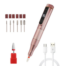 Load image into Gallery viewer, 35000RPM Rechargeable Nail Drill Machine Electric Nail File Portable Nail Polisher with 6 Bits and LED Display New Design