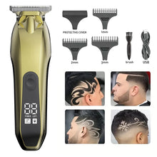 Load image into Gallery viewer, Professional Cordless Hair Clippers for Men Zero Gapped T-Blade Trimmer with LCD Display Rechargeable Electric Beard Trimmer
