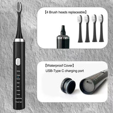 Load image into Gallery viewer, 8 Speed 4 Brush Head Sonic Electric Toothbrush USB Smart Adult Soft Hair Waterproof Teeth Cleaning Set