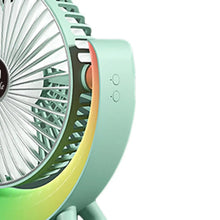 Load image into Gallery viewer, USB Desk Fan Quiet 3 Speeds Angle Adjustable with 5 Light Modes USB Desk Fan Personal Fan for Home Bedroom Travel Indoor Office