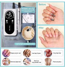 Load image into Gallery viewer, 45000RPM Rechargeable Nail Drill Machine with LCD Low Noise Professional Nail Polish Sander Nails Accessories Set