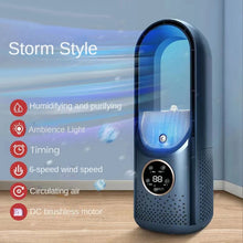 Load image into Gallery viewer, Portable Leafless Electric Fan Air Cooler 6 Speed Silent Timer Air Conditioner Cooling Fan Humidifier Desktop Conditioning Fans