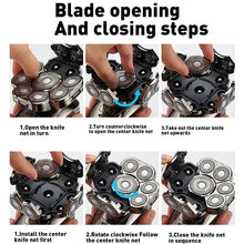 Load image into Gallery viewer, Men's Bald Head Electric Shaver 9 Blades Floating 6In1 Heads Beard Nose Ear Hair Trimmer Clipper Facial Brush Rechargeable Razor