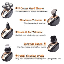 Load image into Gallery viewer, 5 in 1 Rechargeable Electric Shaver Five Floating Heads Razors Hair Clipper Nose Ear Hair Trimmer Men Facial Cleaning Brush