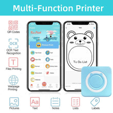 Load image into Gallery viewer, Mini Printer Portable Thermal Stickers Paper Inkless Bluetooth Wireless Thermal Printer Note 200DPI Photo Printing for Office