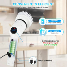 Load image into Gallery viewer, 9 in 1 Electric Cleaning Brush LCD Digital Display Multi-Purpose Retractable Cleaning Brush for Kitchen Bathroom Windows