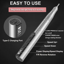 Load image into Gallery viewer, Cordless Nail Drill Machine Professional 35,000rpm Rechargeable Electric Nail File for Acrylic Gel Nails Manicure Pedicure Kits