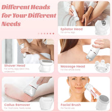 Load image into Gallery viewer, 5 in 1 Hair Removal Epilator Electric Shaver for Women Rechargeable Body Massager Razor Bikini Beard Trimmer Foot Grinder
