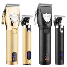 Load image into Gallery viewer, Cordless Professional Trimmer All Metal Body Low Noise Electric Hair Clipper 2 in 1 Set with Travel Bag for Men