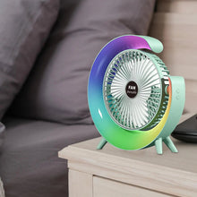 Load image into Gallery viewer, USB Desk Fan Quiet 3 Speeds Angle Adjustable with 5 Light Modes USB Desk Fan Personal Fan for Home Bedroom Travel Indoor Office