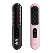Load image into Gallery viewer, Wireless Hair Straightener Brush Fast Heated Straightener Brush Negative Ions Hair Curler Portable Heating Comb