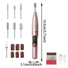 Load image into Gallery viewer, 2in1 Electric Nail Filer with Heads&Sand Circle Cordless Nail Art Drill 15000 RPM Manicure Grinder Set for Gel/Acrylic/Dip Powder