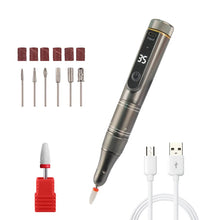 Load image into Gallery viewer, 35000RPM Rechargeable Nail Drill Machine Electric Nail File Portable Nail Polisher with 6 Bits and LED Display New Design