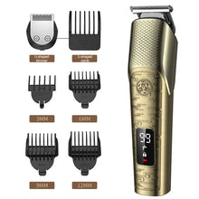 Load image into Gallery viewer, Metal Vintage Rechargeable T9 Professional Hair Trimmer LCD 6 in 1 Grooming Set Electric Razor Body Nose