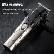Load image into Gallery viewer, Professional Rechargeable Men's Hair Trimmer Engraved Notch Styling Barbershop IPX5 Waterproof Clipper with Charging Base