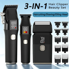 Load image into Gallery viewer, Men's Electric Hair Clipper 3 Beauty Sets Hair Trimmer Shaver Oil Head Trimmer Rechargeable LCD Display Hair Salon Hair Clipper